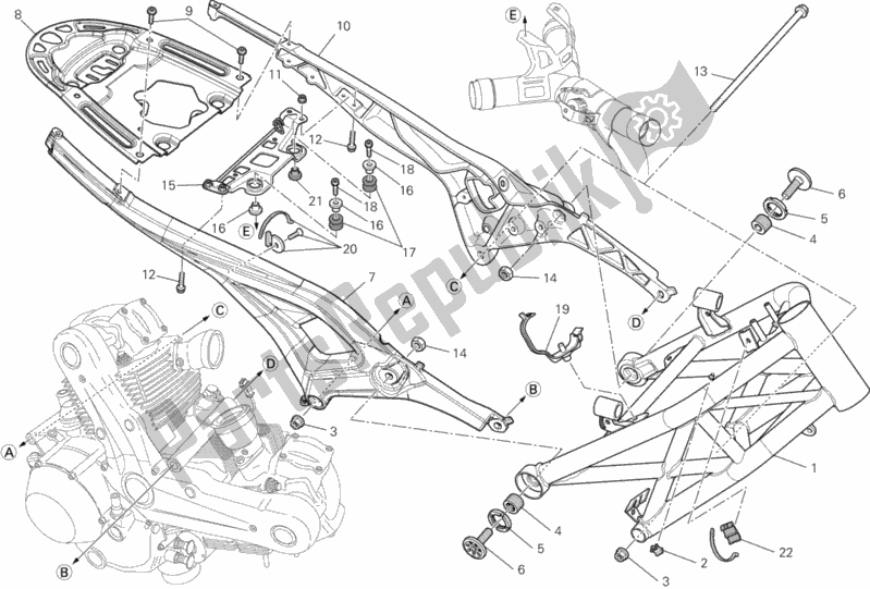 Wszystkie części do Rama Ducati Monster 696 ABS Anniversary 2013